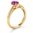 thumbnail image 3 of Gem Stone King 10K Yellow Gold Pink Created Sapphire Solitaire Engagement Ring for Women (0.90 Cttw, Oval 7X5MM, Gemstone September Birthstone, Available in Size 5, 6, 7, 8, 9), 3 of 4