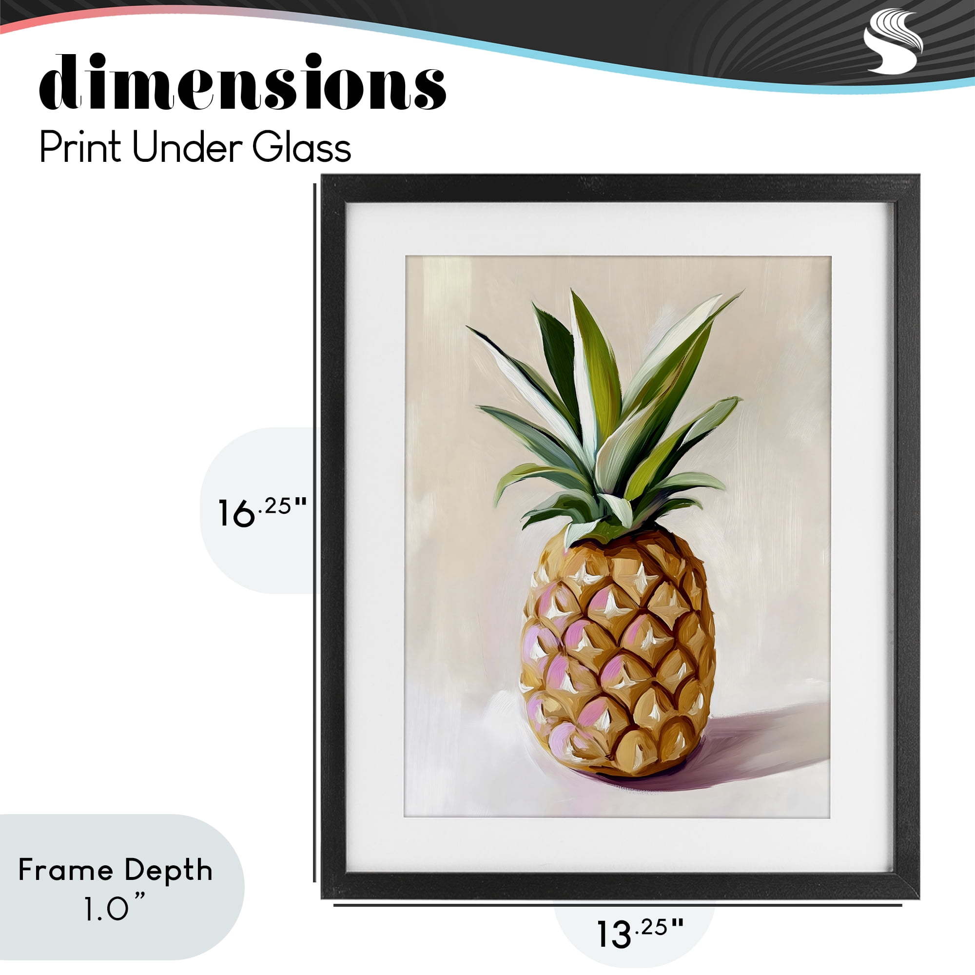 Stupell Industries Pastel Pineapple Tropical Fruit Black Framed Print Under Glass, design by The Prints Vibe