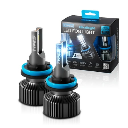 TYPE S - H8/H9/H11/H16JP UltraBright LED Fog Light - 1800LM Each, 6500K, 26W, Powersports, 2 Pack