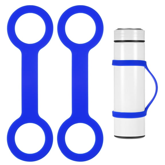 Uxcell Water Bottle Handle Carrier Strap [2PCS] - Makes Any Cup Handheld - [Blue - Silicone - 9.52IN] Outdoor Essential Bottle Accessories