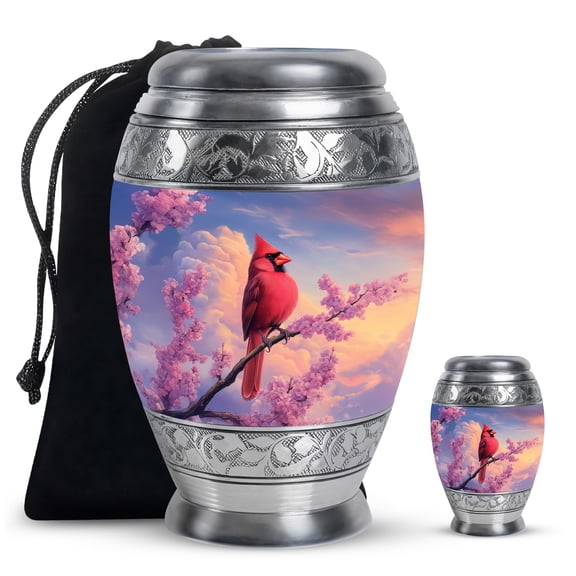 Yatskia Cardinal Bird Urn For Ashes For Women & Men, Small Urns For Human Ashes Keepsake, (Monar 10 Inch and 3 Inch)