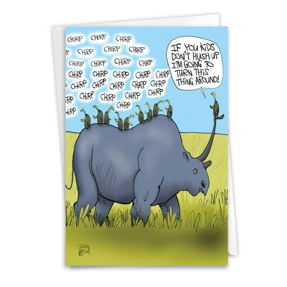 C3580FDG Humor Father's Day Card 'Rhino Ride' with Envelope by NobleWorks