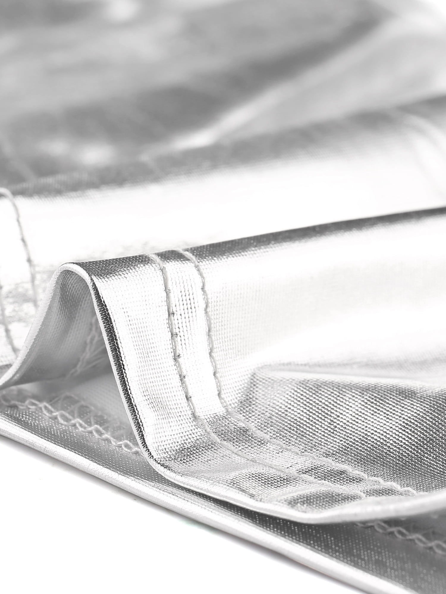 DARING DIVA Women's U Neck Sleeveless Shiny Metallic Crop Top M Silver