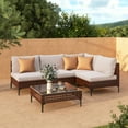 thumbnail image 3 of GRANDPATIO Boho Wicker Conversation Set - Cushions and Table - 5-Piece, Beige Brown, 3 of 7
