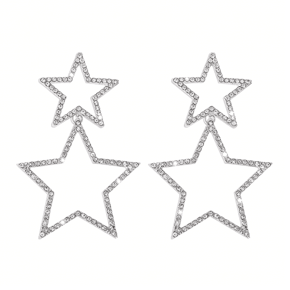 DESIGNICE Star Earrings for Women Sparkle Rhinestone Big Star Drop Dangle Earrings Hollow Dangling Earrings Long Double Stud Earrings Jewelry for Lightweight Festival Birthday Party