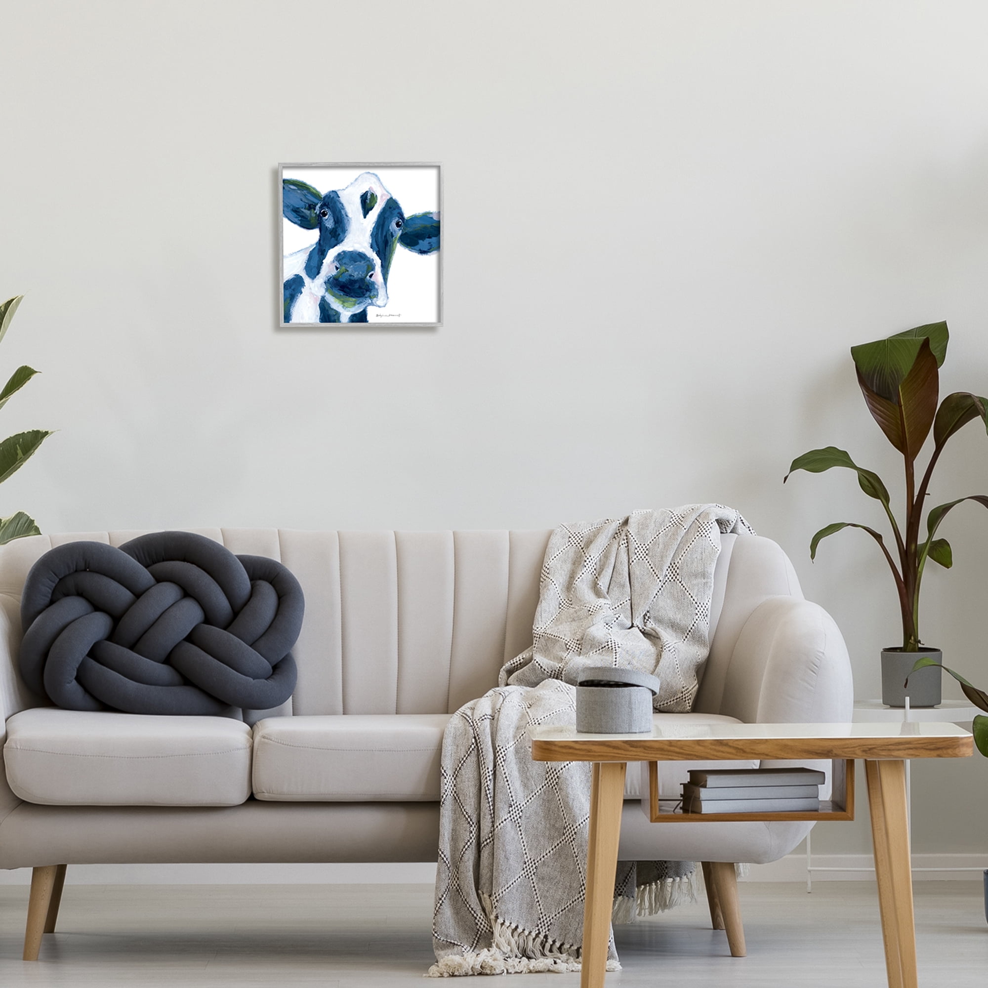 Stupell Country Cow Face Farm Animal Animals & Insects Painting Gray Framed Art Print Wall Art