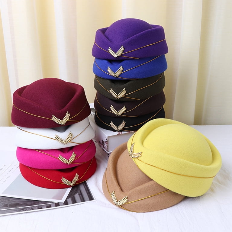 7515 Air Hostesses Hat Costume Props Party Hats Accessoriess Amazon.com: TINEASUR Flight Attendant Hat for Cosplay and  main image 2