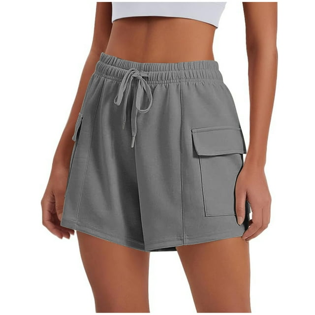 asjyhkr Womens Cargo Shorts with Pockets Breathable Drawstring Elastic Waist Hiking Camping Work Shorts