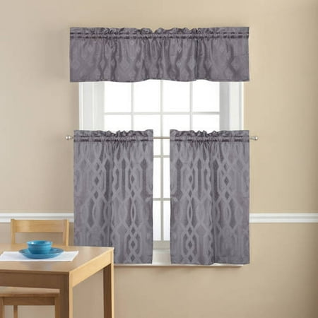 Mainstays Jacquard Kitchen Curtains Walmart Com