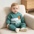 thumbnail image 3 of Xudanell Toddler Baby Boy Fall Clothes Long Sleeve Color Block Crew Neck Sweatshirt + Elastic Waist Pants Cute Kids Winter Outfits, 3 of 7