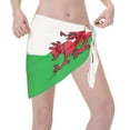 thumbnail image 7 of Womens Welsh Flag Coverups Beach Short Sarong Sheer Chiffon Cover Up Bikini Wraps, 7 of 7