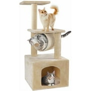 BEAU JARDIN 37 Inch Cat Trees and Towers Cat Condo for Kittens Cat Furniture Towers with Scratching Posts, Double Perches, and Roomy Condo House Kitty Condos Cat Activity Trees Climber Towers