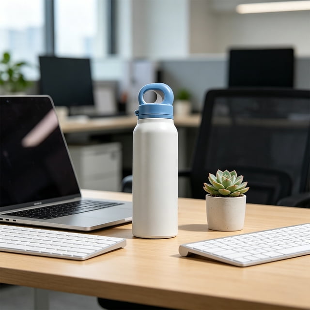 Botella de agua aislante de acero inoxidable de 750 ml taza de viaje de gran capacidad con mango y tapa para deportes y trabajo al aire libre