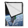 thumbnail image 2 of Outer Space Soft Flannel Fleece Throw Blanket, Launch of Cargo Spacecraft in Progress Rocket Takes off Cosmos Universe, Cozy Plush for Indoor and Outdoor Use, 50" x 60", Black Grey Blue, by Ambesonne, 2 of 5