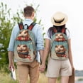 thumbnail image 6 of Balery Hot Air Balloon Guinea Pig Vintage Canvas Backpack for Men and Women - Large Capacity, Durable Travel Laptop Bag for School, Work, Hiking, and Outdoor Activities-Small, 6 of 7