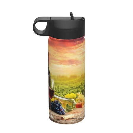 

Daiia Red Wine Glasses Printed 18oz Sports Insulated Kettle With Straw Water Bottle For Running Hiking Cycling Climbing Mens Woman S Sports Water Bottle