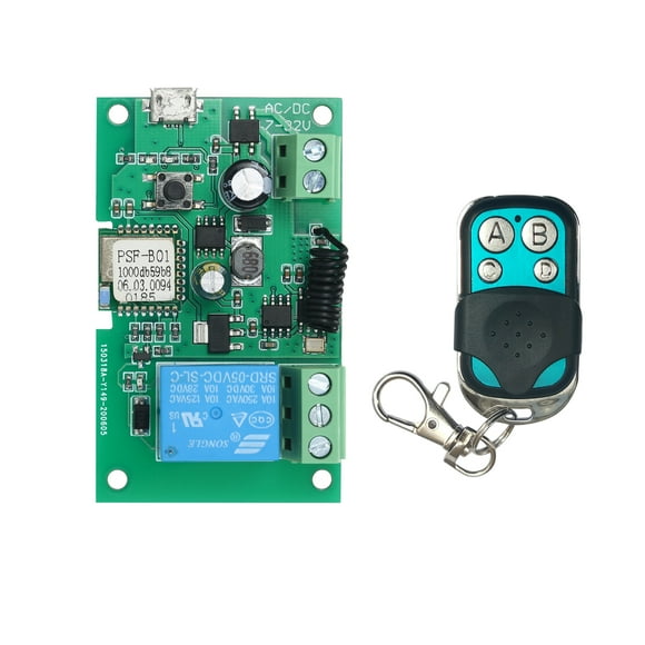 Amdohai EWELLINK DC5V 24V 32V Wifi Switch RF 433MHz Module de Relais Sans Fil Domotique Intelligente Modules Application Téléphonique Télécommande Minuterie Switch Commande Vocale pour Système de Contrôle d'Accès Pouces/s