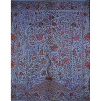 Tree of Life Tapestry Cotton Bedspread 108" x 88" Full-Queen Blue