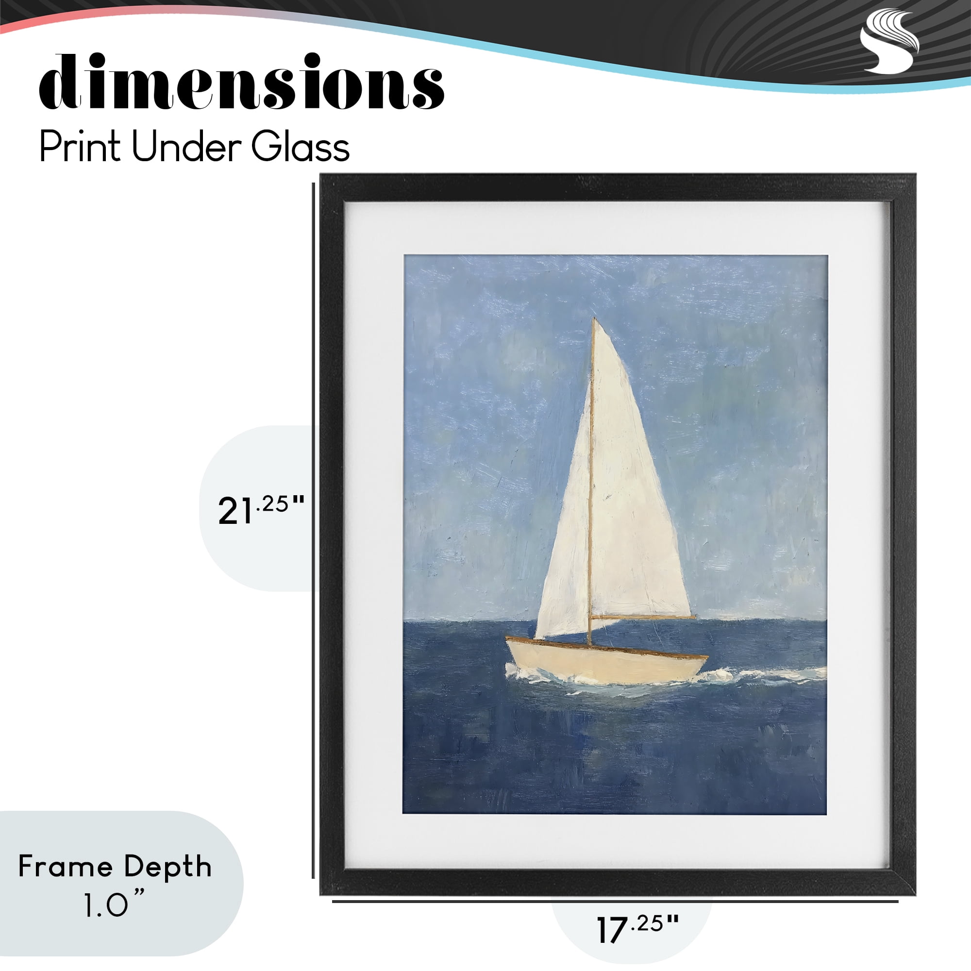 Stupell Industries Deep Blue Sail at Sea Black Framed Print Under Glass, design by Creative Studio