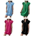 thumbnail image 6 of Baywell Women's V Neck Ruffle Cap Sleeve Tunic Mini Dress Flounce Casual Basic Straight Dresses Loose Summer Dresses, 6 of 6