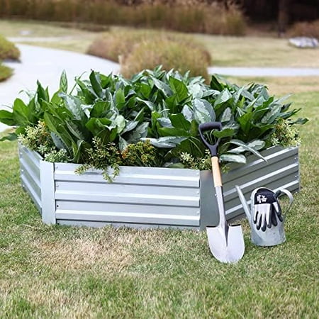 Galvanized Raised Garden Bed, 60" Hexagon Raised Garden Bed, Metal Planters For Outdoor Plants, Steel Planter Box Kit For Flower And Vegetable, Gardening Pots, Planters & Accessories
