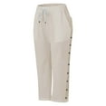 thumbnail image 2 of BILIKEYU Women's Fashion Solid Color Cotton Linen Casual Pants, Straight Leg Jeans for Women, Wide Leg Pants Woman, Stretchy Work Pants for Women, 2 of 5