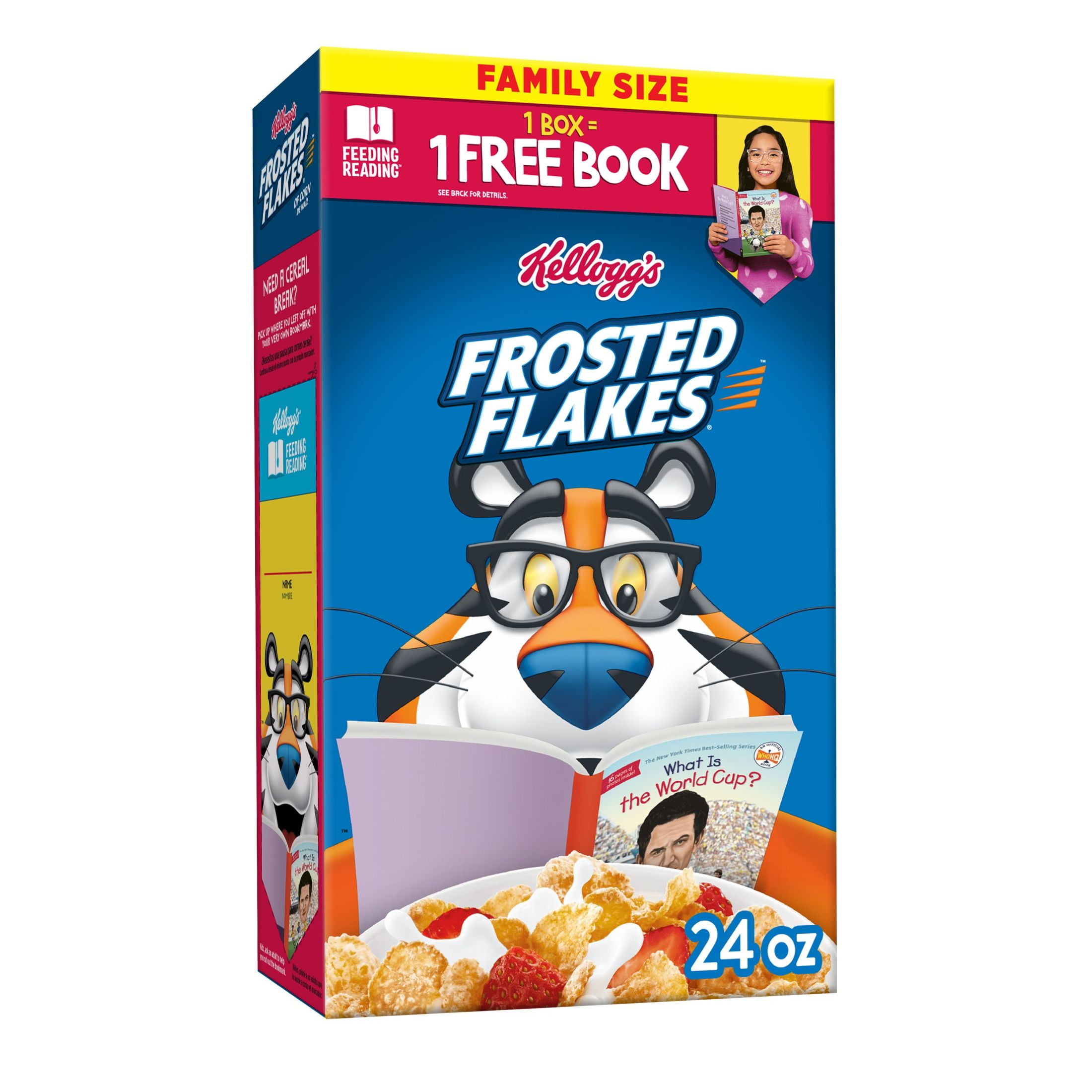 Kelloggs Frosted Flakes Breakfast Cereal, Kids Cereal, Family Breakfast, Family Size, Original, 24oz Box 1 Box