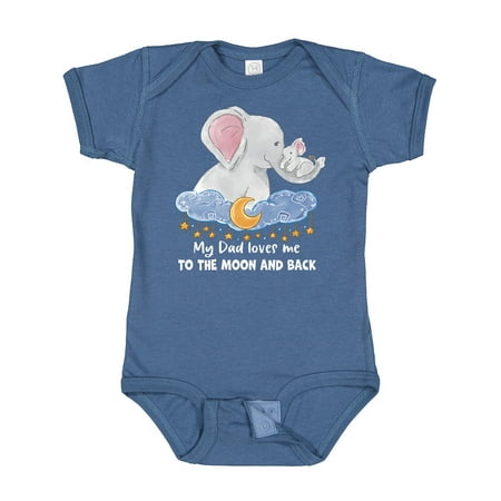 

Inktastic My Dad Loves Me to the Moon and Back Elephant Family Gift Baby Boy or Baby Girl Bodysuit