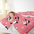 thumbnail image 4 of Manfei Kawaii Penguin Queen Comforter Set,Wild Ocean Animal Bedding Sets,Pink White Black Bedding Comforter Set For Teens,Super Cozy Room Decor Reversible,3-Piece, 4 of 8