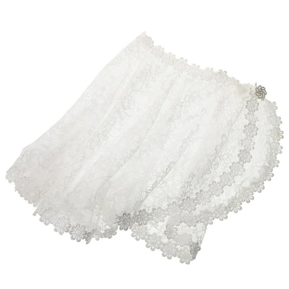 HOOWIFFY Versatile White Lace Bridal Wrap with Rhinestone Embellishments for Special Occasions
