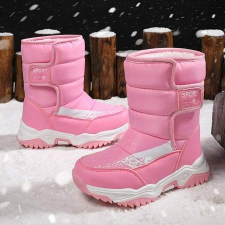 

Kids Winter Snow Boots Waterproof Fleece Warm Anti-slip Lightweight Sport Shoes Boys Girls