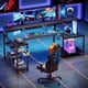 thumbnail image 5 of 71 inch L-Shaped Gaming Desk with Power Outlets LED Computer Office Table with Monitor Stand & Storage Shelf in Rustic, 5 of 9
