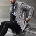 thumbnail image 4 of Coat Men'S Long Men'S Warm Wool Coat Winter Jacket Winter Coat Winter Casual Business Slim Fit Jacket Thick Windproof Warm Coat Houndstooth Print With Stand-Up Collar Pocket, 4 of 5