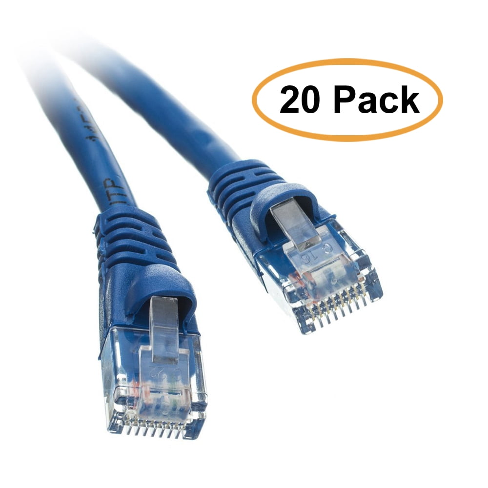 Snagless//Molded Boot Pack of 20 Cat5e Ethernet Patch Cable Blue 2 Feet ED691851