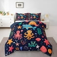 thumbnail image 2 of Erosebridal Colorful Octopus Comforter Sets Queen Size, Blue Whale Comforters & Duvets, Marine Coral Reversible Duvet Insert, Microfiber Bedroom Decoration, 3pcs, 2 of 8