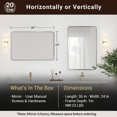 thumbnail image 3 of ANDY STAR Wall Mirror Brushed Nickel for Bathroom, 24x36x1 Rounded Rectangle Mirror with Stainless Steel Silver Metal Frame, Modern Bathroom Vanity Mirror, 3 of 8