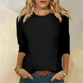 thumbnail image 2 of Women 3/4 Sleeve Top Summer Casual Versatile Raglan Shirt Round Neck Casual Shirt Top, 2 of 2