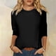thumbnail image 2 of Camisa raglán informal de manga 3/4 para mujer, cuello redondo, poliéster, color liso, estilo informal y moderno, tallas S-XXL, 2 of 5