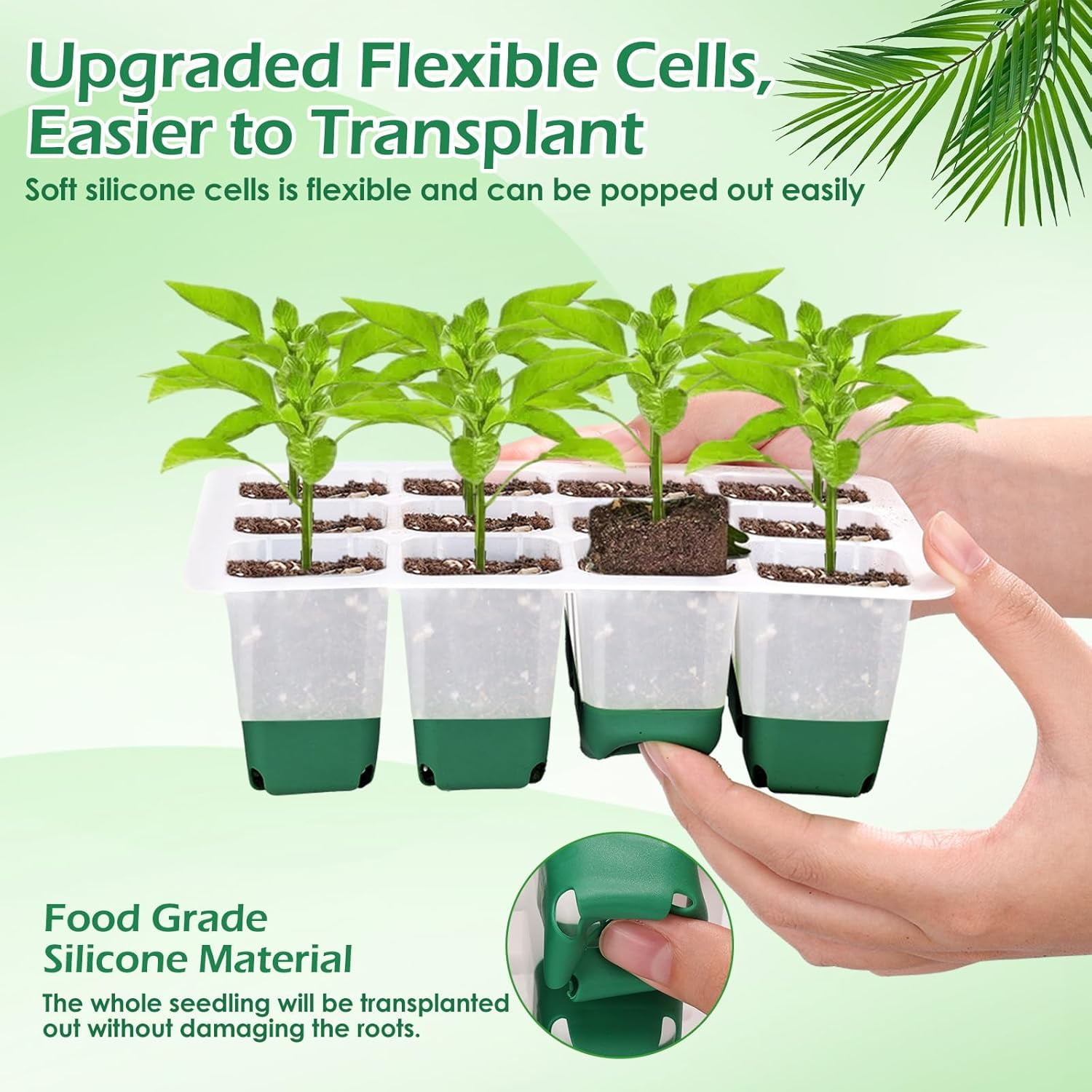 Reusable Seed Starter Tray, Silicone Seed Starter Kit with Adjustable Dome and Lid, Indoor Seed Starting Supplies with Water Spray Bottle, BPA-Free