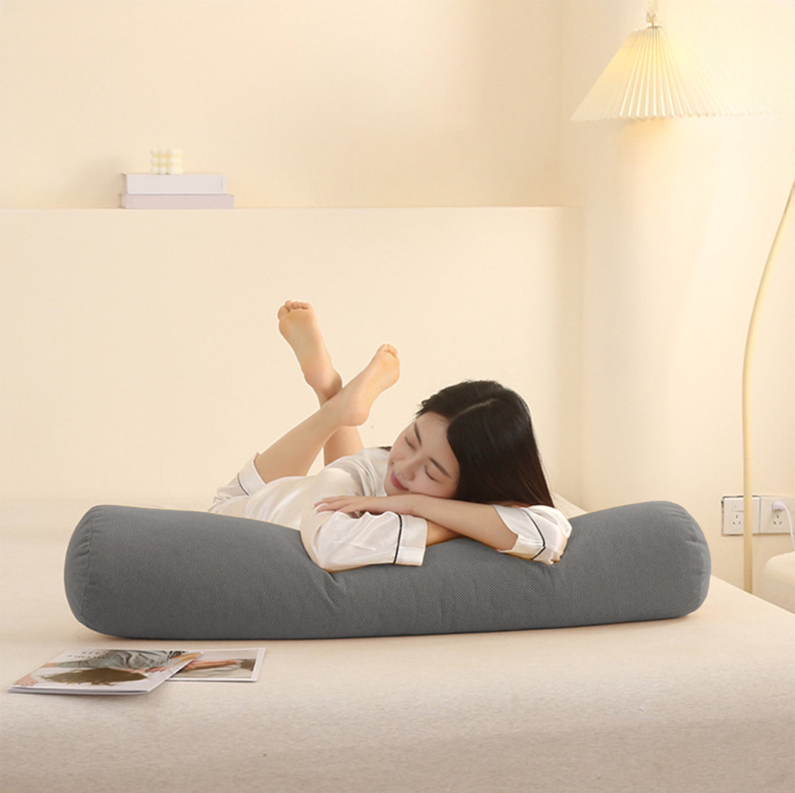 Supportive Round Body Pillow for Adults, 23.6 Inches, Velvet with Pearl Cotton Fill, Ergonomic Design for Side Sleepers, Removable Washable for Easy Care