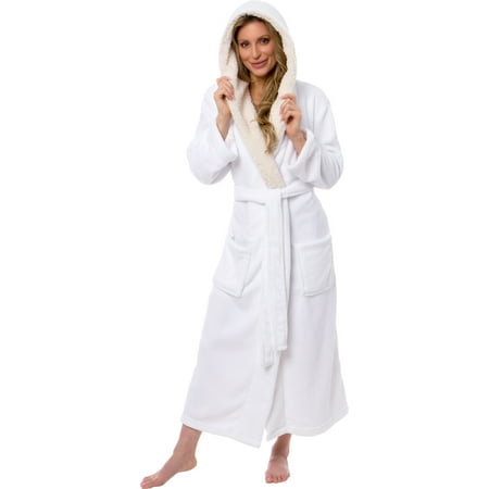 Silver Lilly - Silver Lilly Women's Full Length Plush Hooded Bath Robe ...