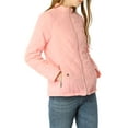 thumbnail image 4 of MODA NOVA Juniors Stand Collar Long Sleeves Zip Up Lightweight Quilted Jacket Pink M, 4 of 6