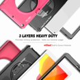 thumbnail image 6 of Dteck iPad 8th (2020)/ 7th Gen (2019) Case, Hybrid Shockproof Rugged Wtih Soft HD Screen Protecotor / Pencil Holder 3 Layer Armor Adjustable Hand Strap 360 Rotating Kickstand Cover, rose, 6 of 10