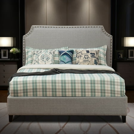 Midtown Platform - JOHN BOYD DESIGNS Midtown Upholstered Platform Bed Light Grey