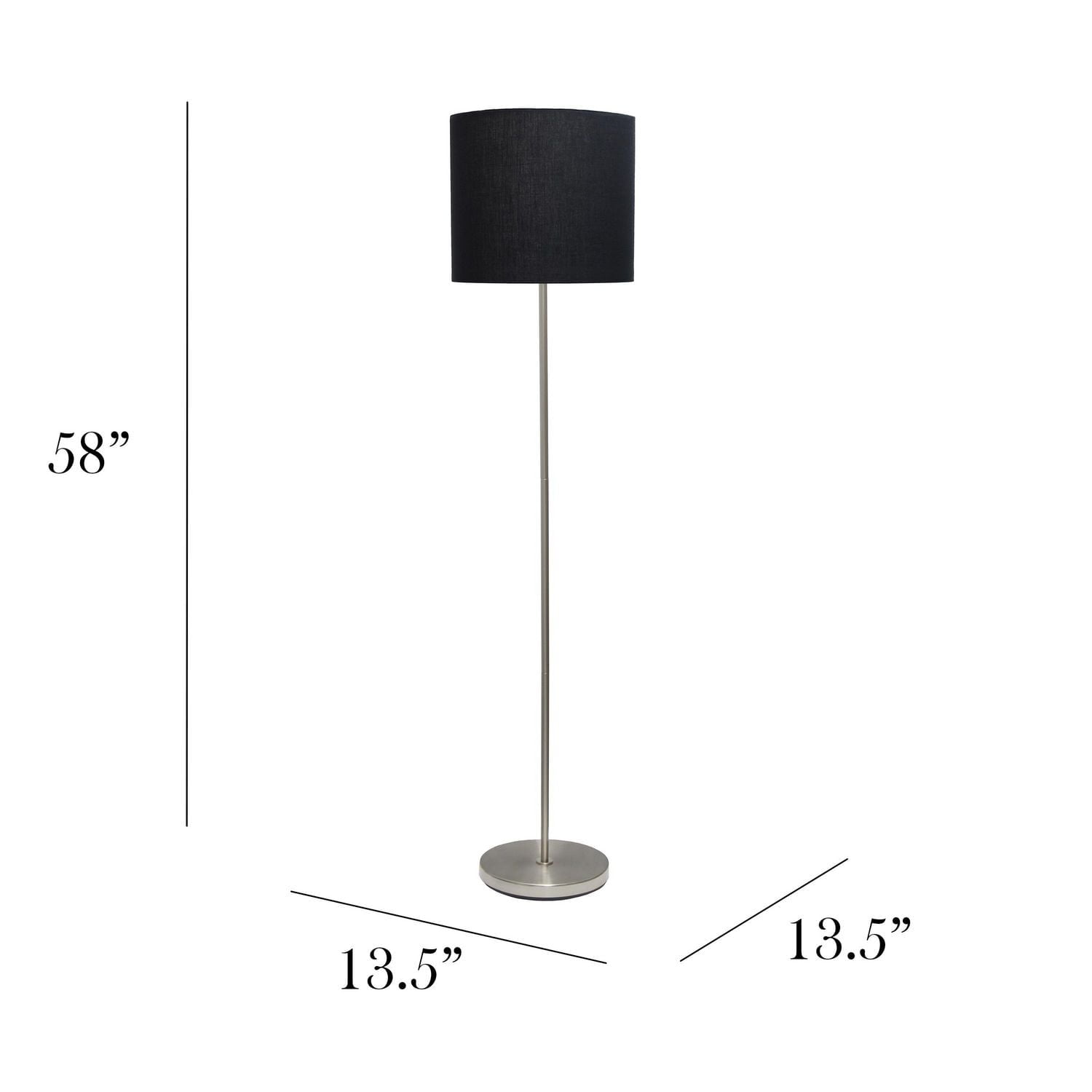 Simple Designs Brushed NIckel Drum Shade Floor Lamp