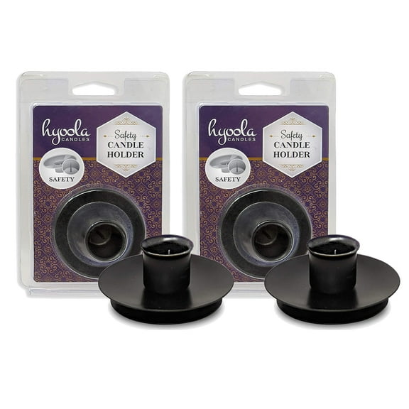 Hyoola, 3/4 inch Safety (Center Pin) Taper Candle Holder - Black (2 Pack)