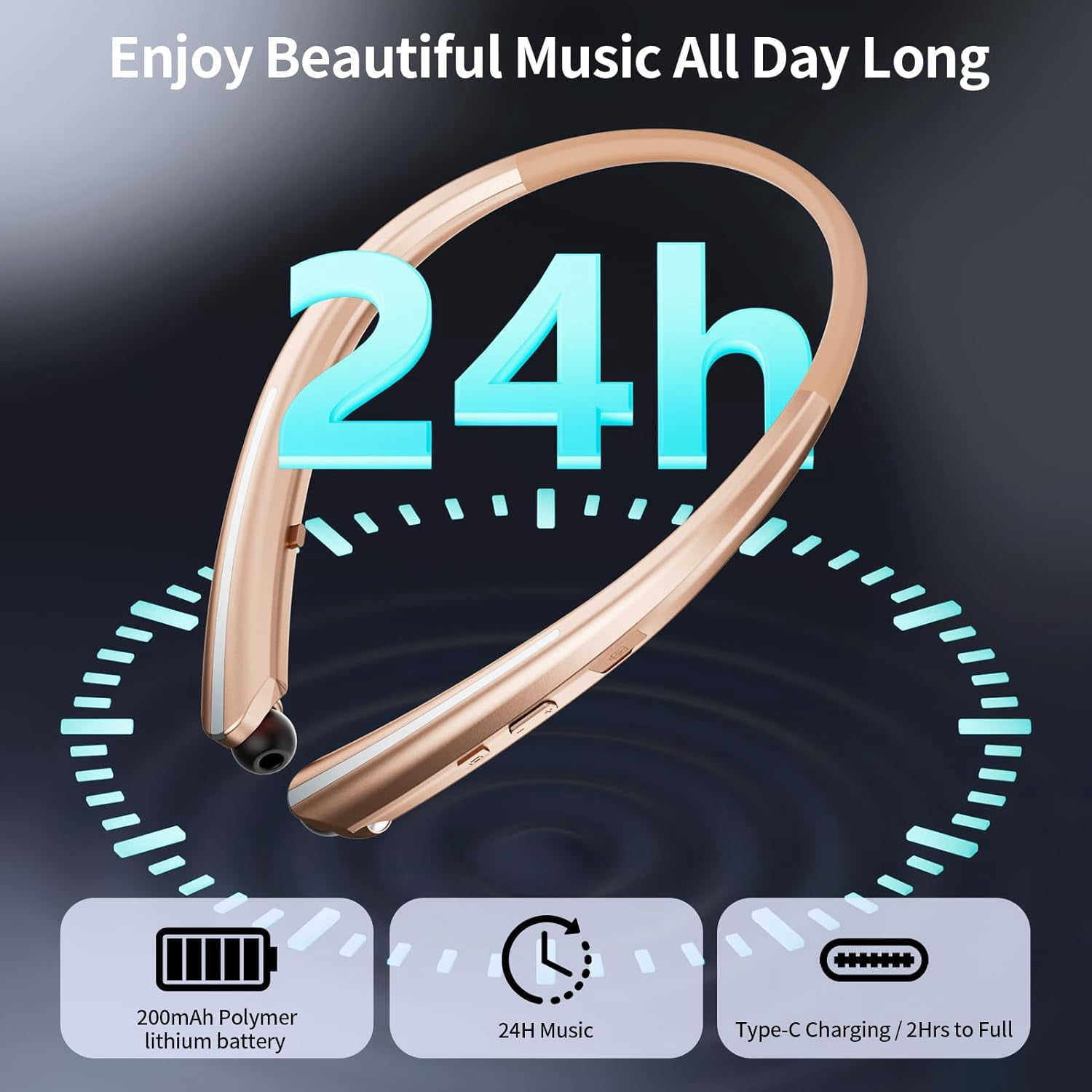 Bluetooth Headphones Neckband, Retractable Headset Wireless Sports Earbuds Noise Cancelling Stereo Earphones with Microphone, IPX5 Sweatproof, Compatible with iPhone Android Samsung PC (Rose)