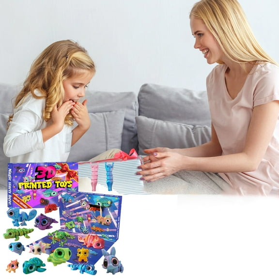 3D Printed Animals Advent Calendar 2025 Dragons Axolotls Frogs Figures Desk Pet, Christmas Advent Calendar for Kids, Supprise Birthday Gift for Boys And Girls, Party Favors