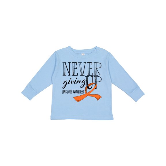 Inktastic Never Giving Up Limb Loss Awareness Orange Ribbon Boys or Girls Long Sleeve Toddler T-Shirt