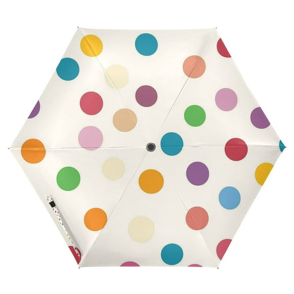 FORMRS Travel Umbrella Folding Auto Open Close Windproof Rain UV Protection, Polka Dot